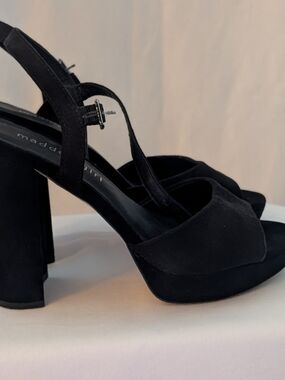 Madden Girl Black Suede Platform Block Heels